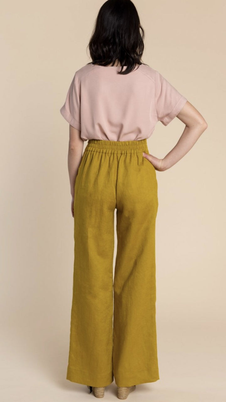Closet Core Pietra Pants & Shorts sewing pattern – high-waisted trousers and shorts with flat front and elastic back
