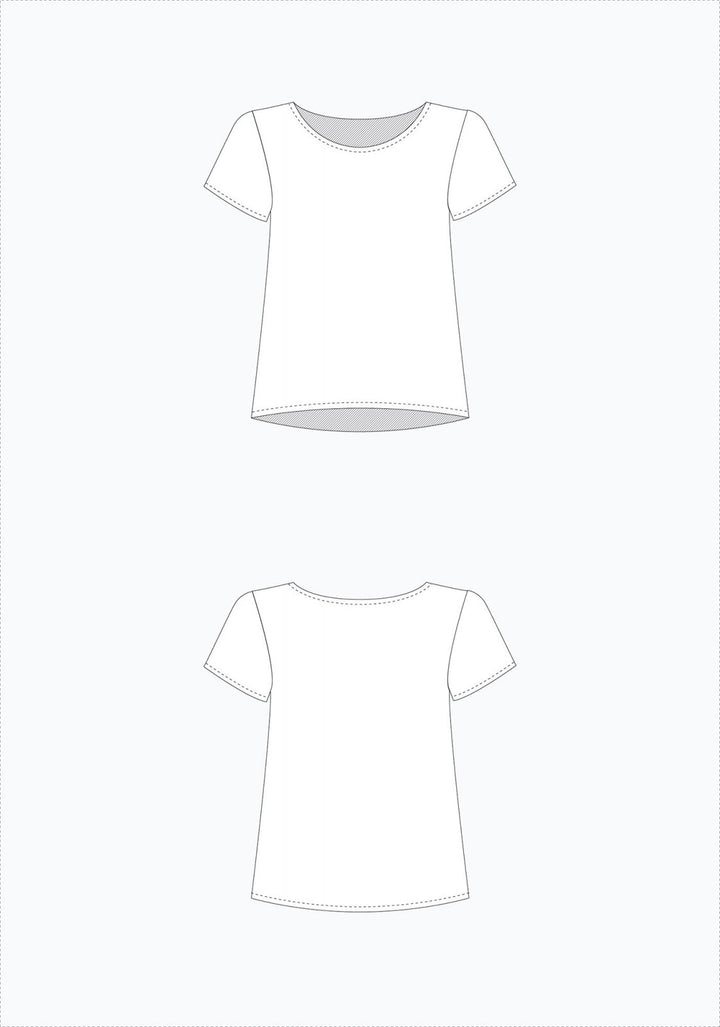 Grainline Studio Scout Tee sewing pattern – woven t-shirt with scoop neckline and capped sleeves