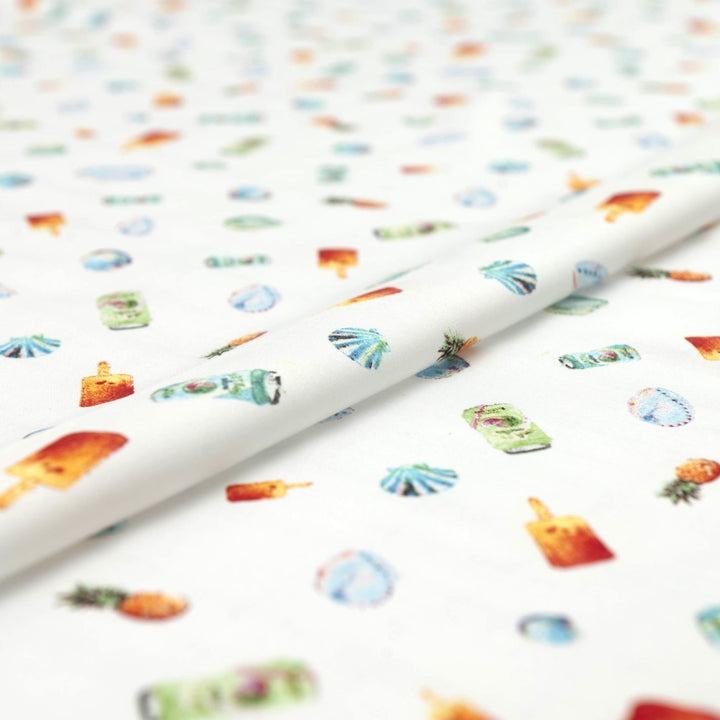 Viscose Challis Summertime Fun lightweight fabric with vibrant summer print for dresses and skirts