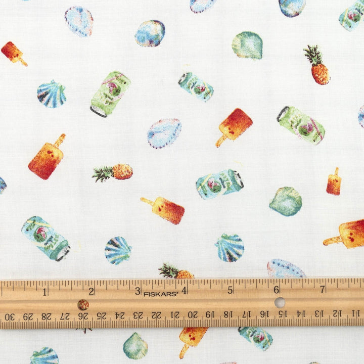 Viscose Challis Summertime Fun lightweight fabric with vibrant summer print for dresses and skirts