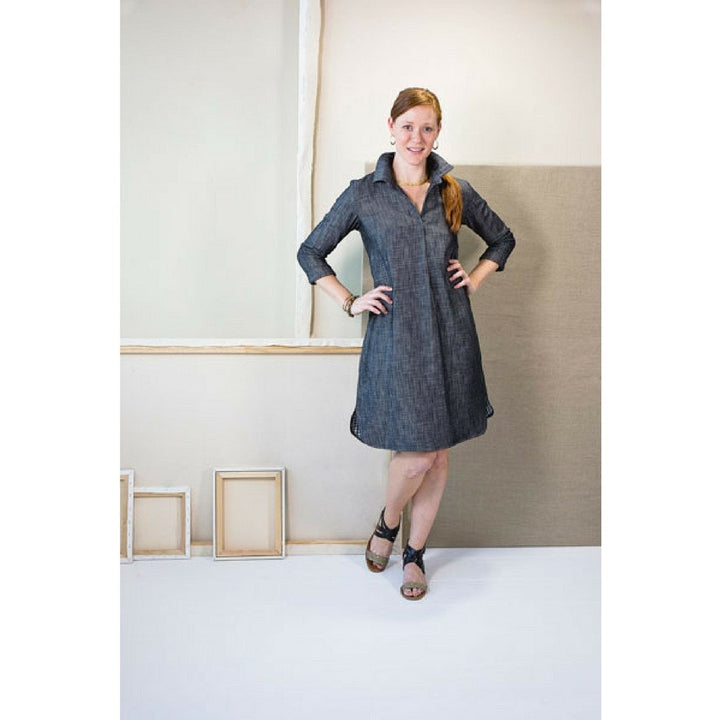 Liesl + Co Gallery Tunic and Dress sewing pattern with pleated placket and shirttail hem