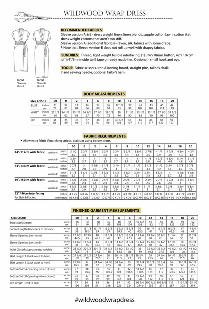Pattern - Sew House Seven - The Wildwood Wrap Dress - 2 size ranges