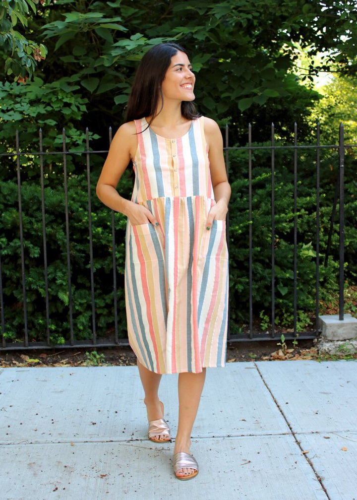 Christine Haynes Verano Tank sewing pattern with multiple views and optional pockets in sizes XS–4X