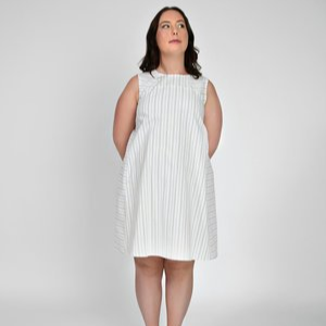 In the Folds Rushcutter Dress sewing pattern – oversized A-line dress with two style variations and illustrated instructions.