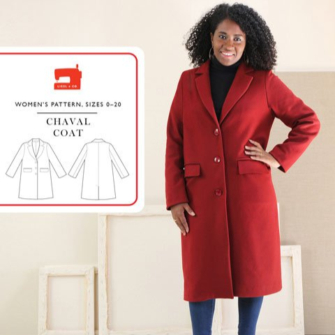 Liesl + Co Chaval Coat sewing pattern with classic menswear tailoring details