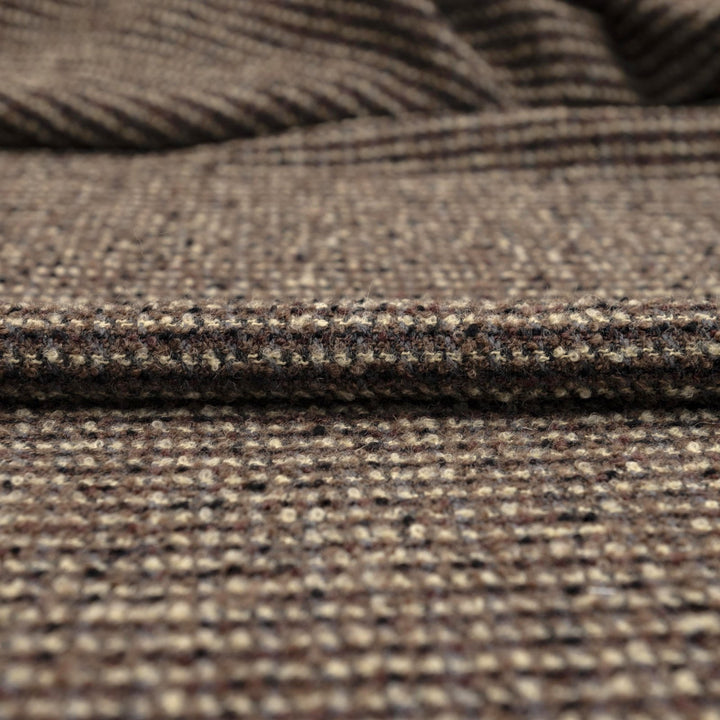 Brown Wool Bouclé Fabric - Textured Deadstock Wool for Luxury Coats & Jackets