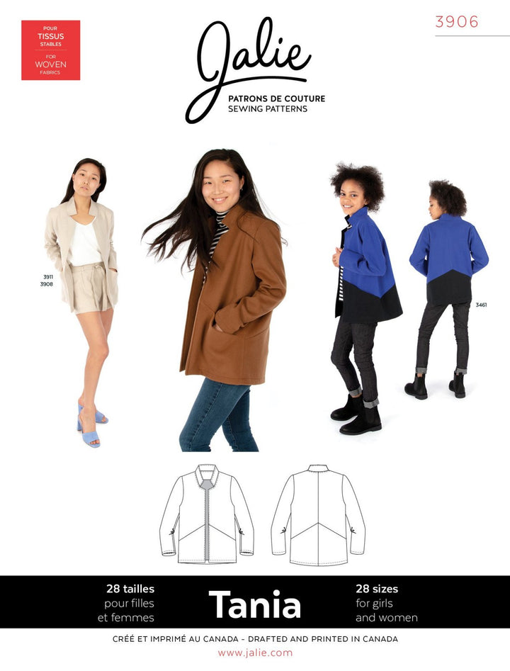 Jalie Tania Cardi-Blazer Coatigan Pattern – open-front blazer with pockets and notched collar sewing pattern
