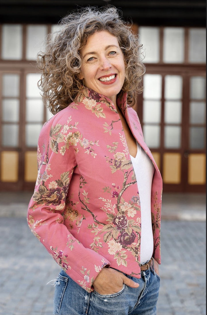 Liesl + Co Yanaka Jacket sewing pattern semifitted cropped blazer-cardigan with cutaway sleeves