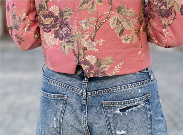 Liesl + Co Yanaka Jacket sewing pattern semifitted cropped blazer-cardigan with cutaway sleeves