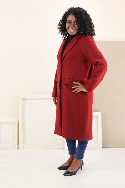 Liesl + Co Chaval Coat sewing pattern with classic menswear tailoring details