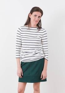 Grainline Studio Moss Skirt sewing pattern featuring semi-fitted design, fly front, and back yoke