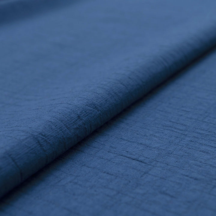Japanese Cotton Wrinkled Dobby in Blue fabric with textured crumpled weave
