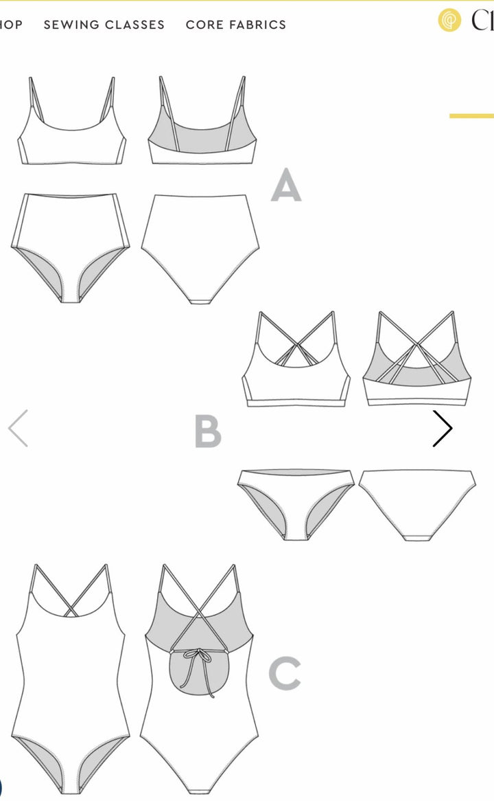 Closet Core Faye Swimsuit sewing pattern – versatile bikini and one-piece swimwear with modern minimalist design
