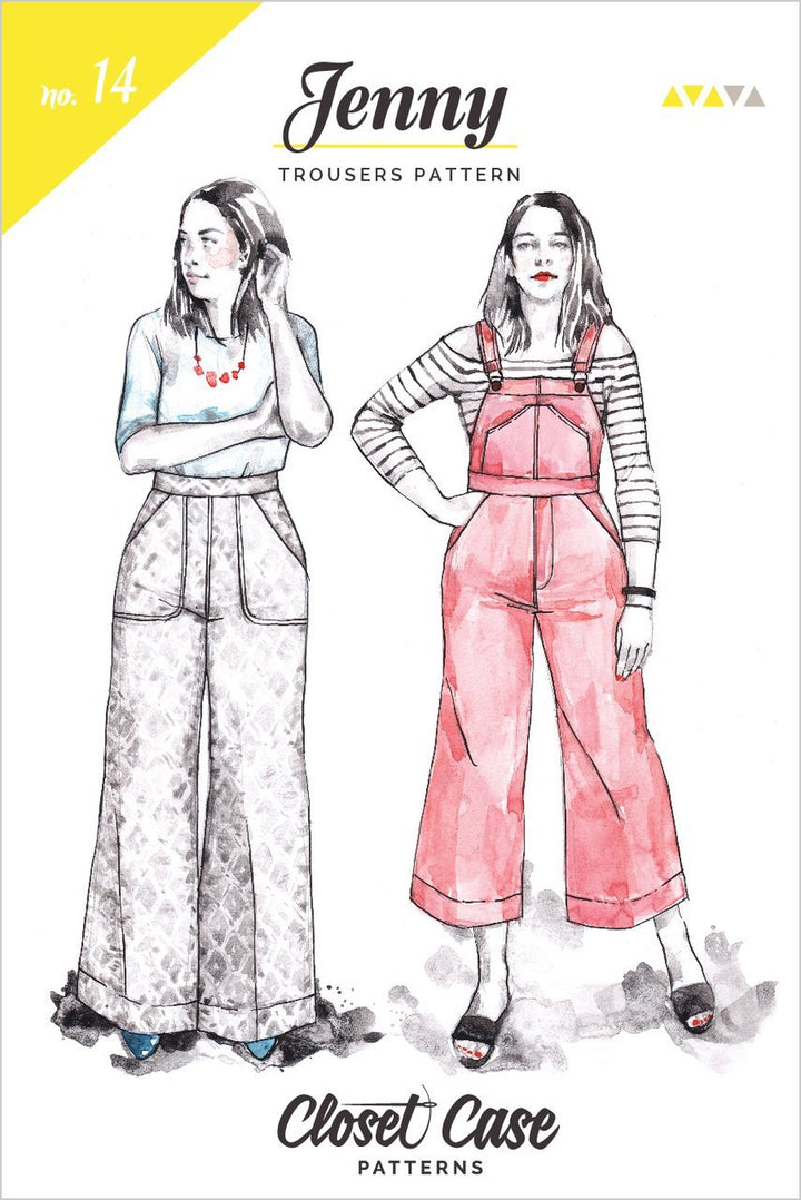 Closet Core Jenny Overalls & Trousers sewing pattern – wide leg pants and versatile dungarees with modern vintage style