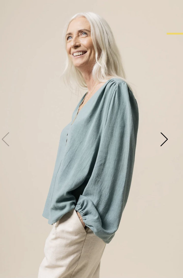 Closet Core Nicks Dress + Blouse sewing pattern – bohemian V-neck dress, tunic, and blouse with gathered shoulders and puffed sleeves