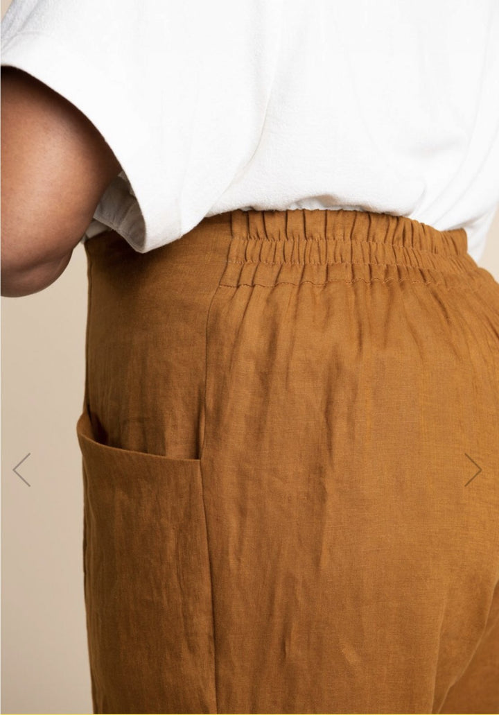 Closet Core Pietra Pants & Shorts sewing pattern – high-waisted trousers and shorts with flat front and elastic back