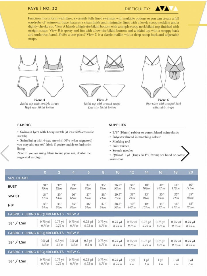 Closet Core Faye Swimsuit sewing pattern – versatile bikini and one-piece swimwear with modern minimalist design