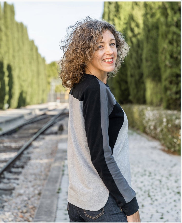 Liesl + Co Norde T-Shirt and Sweatshirt sewing pattern with color-blocked design and boxy fit