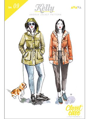 Closet Core Kelly Anorak Jacket sewing pattern – modern lightweight coat with hood, pockets, and drawstring waist