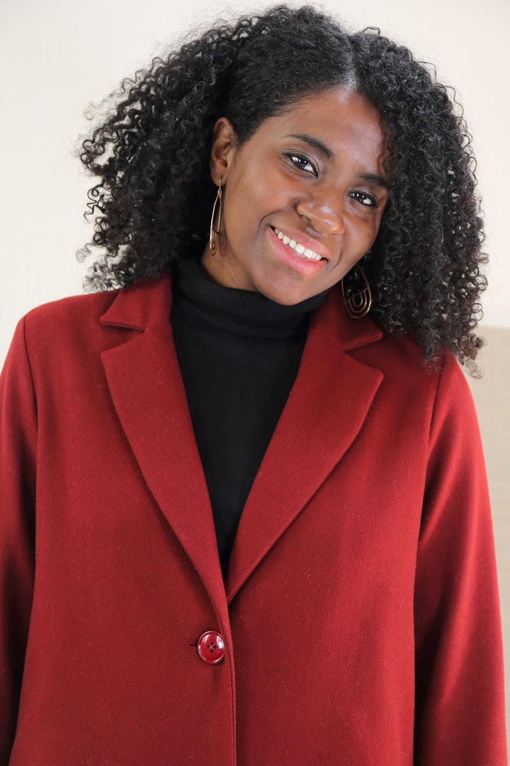 Liesl + Co Chaval Coat sewing pattern with classic menswear tailoring details