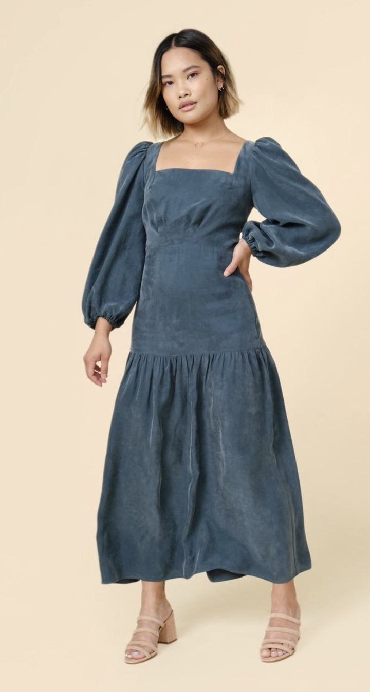 Closet Core Pauline Dress sewing pattern with puff sleeves and tiered skirt