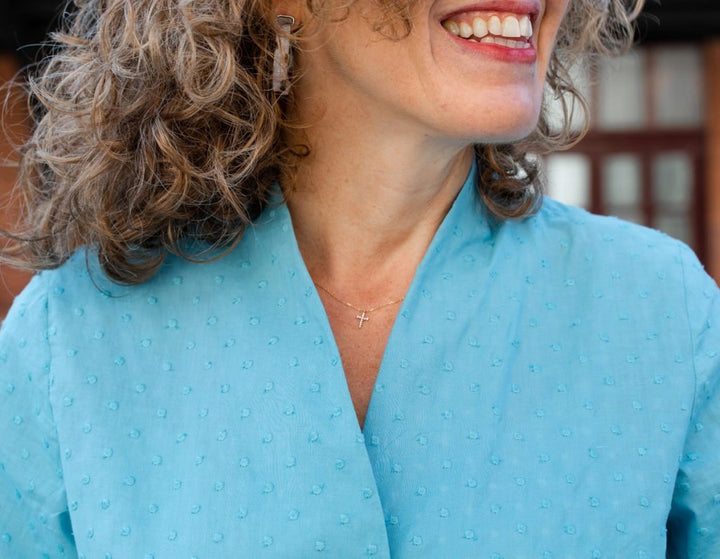 Liesl + Co Fitzroy Blouse sewing pattern with shawl collar and sleeve variations