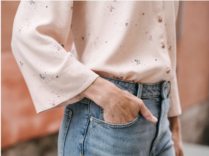 Liesl + Co Geneva V-Neck Blouse sewing pattern with lantern and bell sleeve options