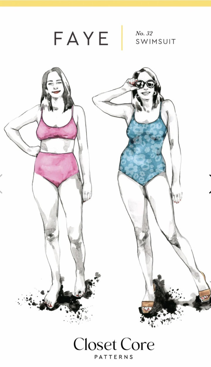 Closet Core Faye Swimsuit sewing pattern – versatile bikini and one-piece swimwear with modern minimalist design