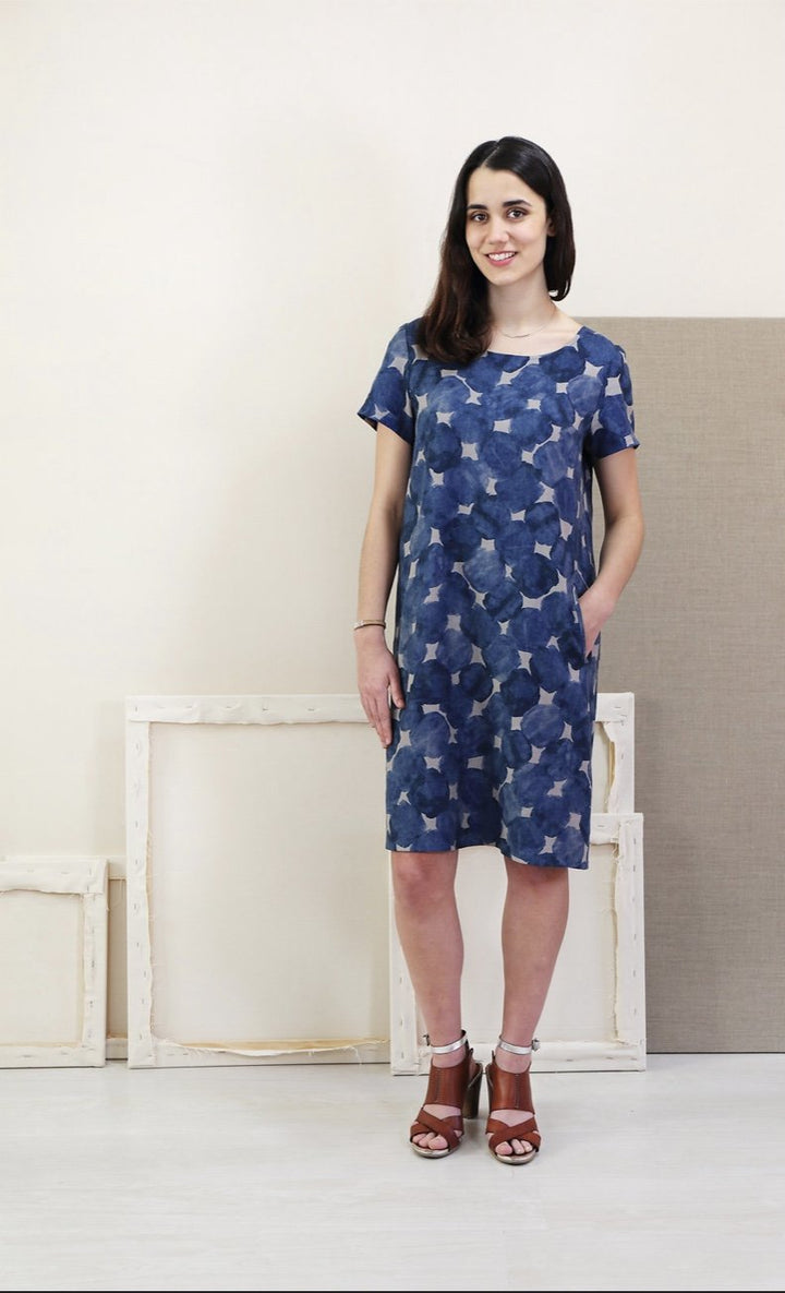 Liesl + Co Gelato Blouse and Dress sewing pattern with peplum blouse and A-line dress options