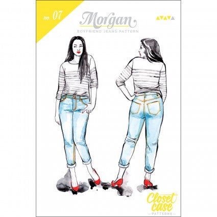 Closet Core Morgan Boyfriend Jeans sewing pattern – slim boyfriend denim with mid-rise fit and button fly