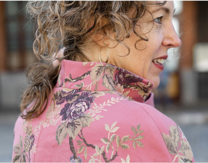 Liesl + Co Yanaka Jacket sewing pattern semifitted cropped blazer-cardigan with cutaway sleeves