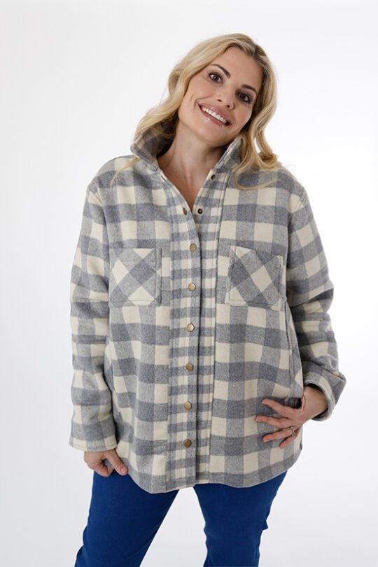Chalk & Notch Den Jacket sewing pattern – customizable woven jacket with patch pockets and two length options for sizes 0-30