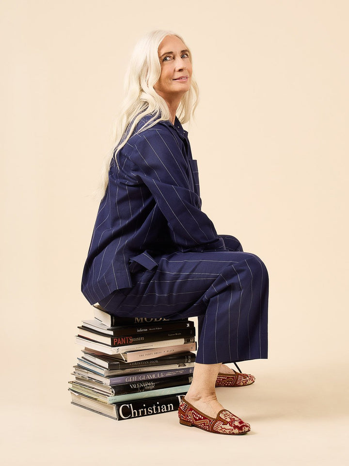 Closet Core Fran Pajamas sewing pattern – tailored two-piece pajama set with cuffed top and straight-legged bottoms