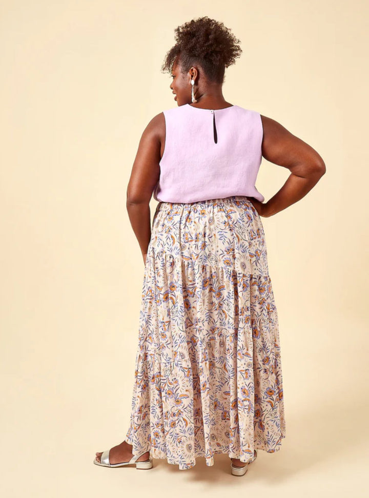 Closet Core Azure sewing pattern – versatile dress, skirt, and sleeveless top with tiered gathered design