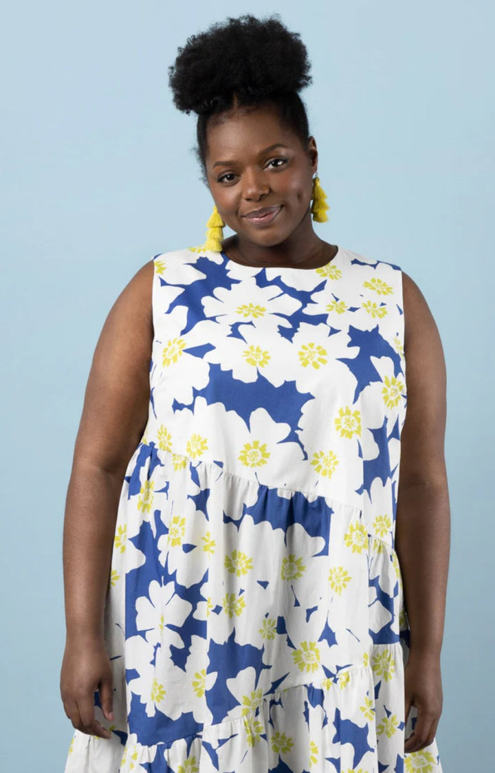 Closet Core Azure sewing pattern – versatile dress, skirt, and sleeveless top with tiered gathered design