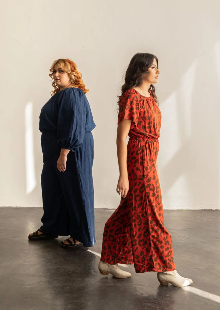 Create the perfect comfortable yet stylish Avenir Jumpsuit with Friday Pattern Co.'s easy sewing pattern. Features billowy sleeves, wide legs & elastic waist in sizes XS-7X for linen, cotton & rayon.