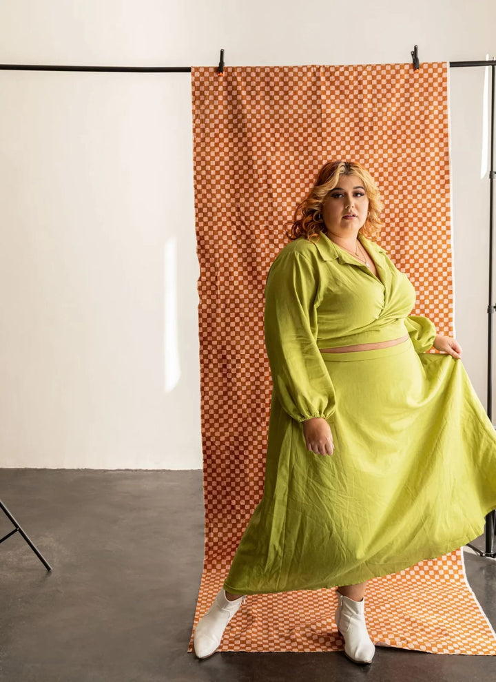 Friday Pattern Co. Saturday Skirt Set sewing pattern – wrap top and A-line skirt with pockets for sizes XS-7X