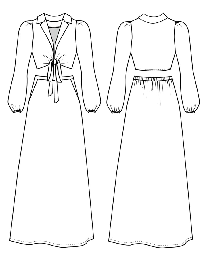 Friday Pattern Co. Saturday Skirt Set sewing pattern – wrap top and A-line skirt with pockets for sizes XS-7X