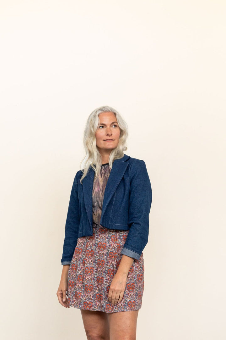 Friday Pattern Co. Bernadette Skirt sewing pattern – pleated skirt with detachable belt bag in mini and midi lengths for sizes XS-7X