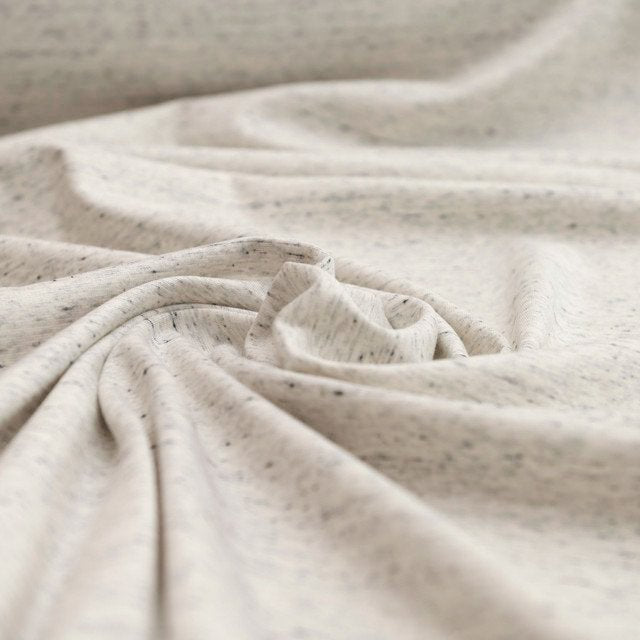 Snow Grey Heather Ponte Knit Fabric - Rayon Nylon Spandex Blend - Wide Stretchy Double Knit for Tailored Garments