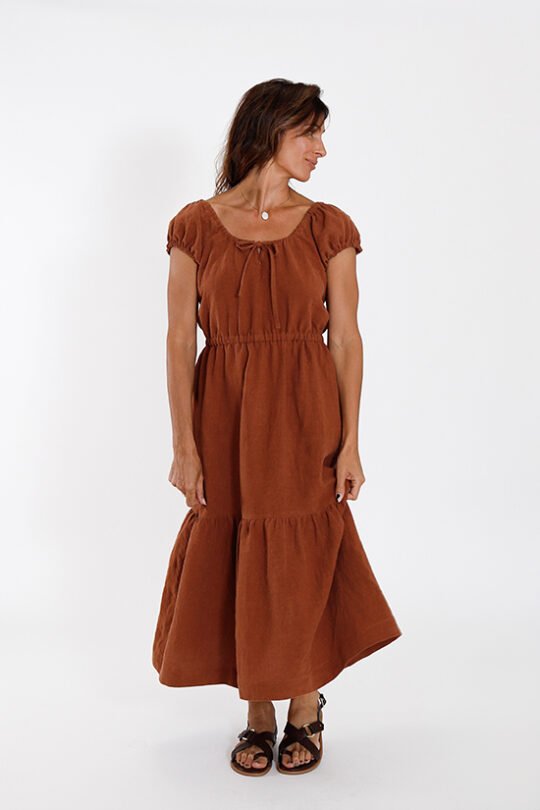 Chalk & Notch Ivie Dress sewing pattern – bohemian maxi dress and two-piece set with adjustable drawstrings and ruffles for sizes 0-30
