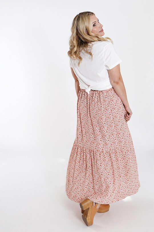 Chalk & Notch Ivie Dress sewing pattern – bohemian maxi dress and two-piece set with adjustable drawstrings and ruffles for sizes 0-30