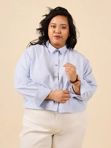 Closet Core Jenna Shirt and Shirtdress sewing pattern – oversized women’s button-up shirt with multiple style options