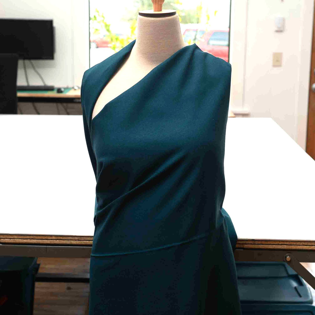 Teal laundered linen fabric, pre-washed for softness and elegant drape