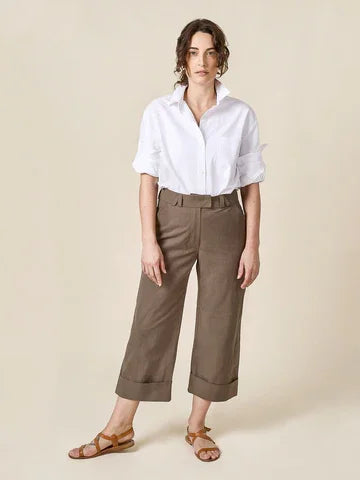 Closet Core Rika Pants sewing pattern showing high-rise straight-leg trousers with angled pockets