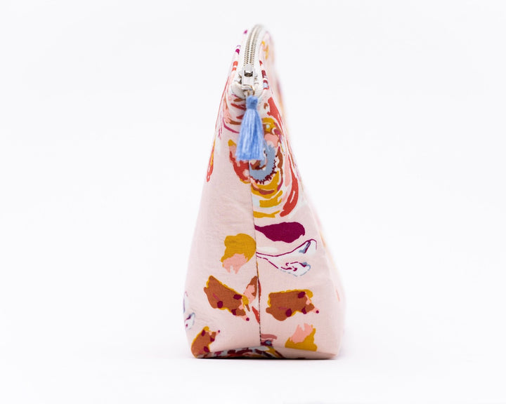Colorful Makeup Bag with Tassel, Crafted from Rayon Challis, Perfect Travel Companion