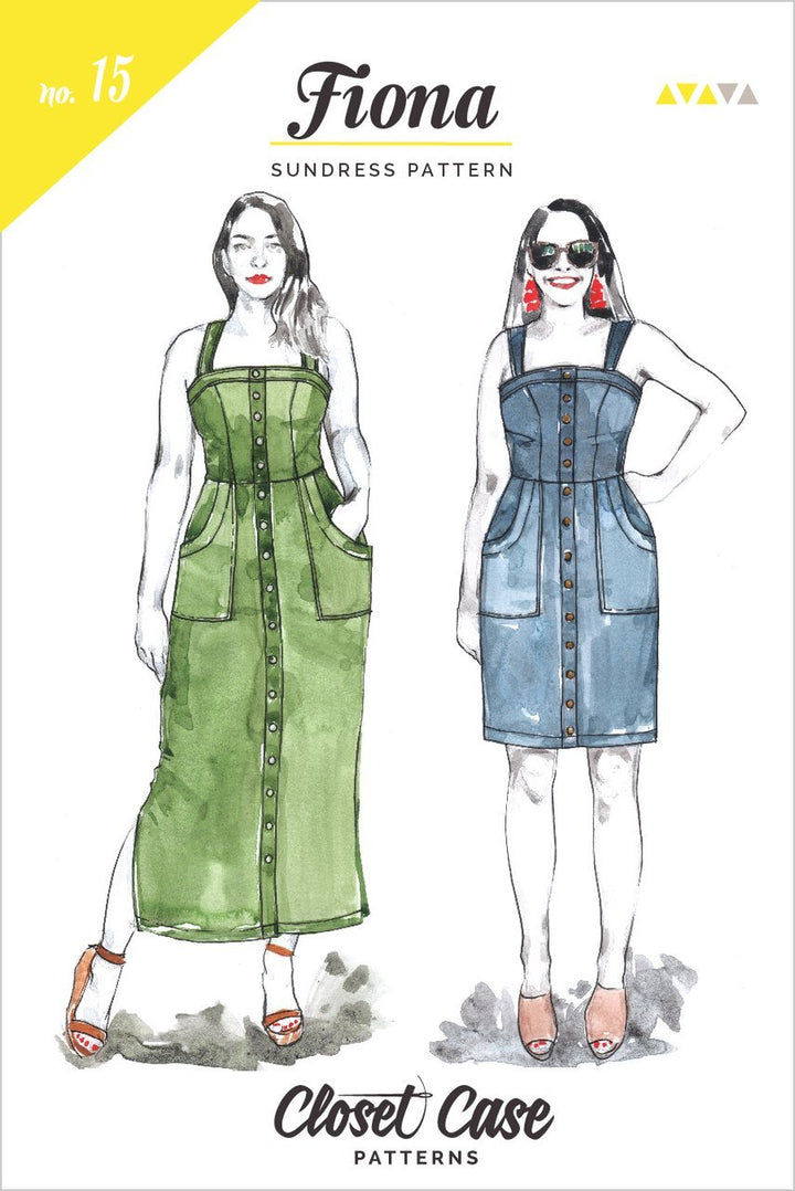 Closet Core Fiona Sundress sewing pattern – fitted button-up dress with interchangeable bodice and skirt options