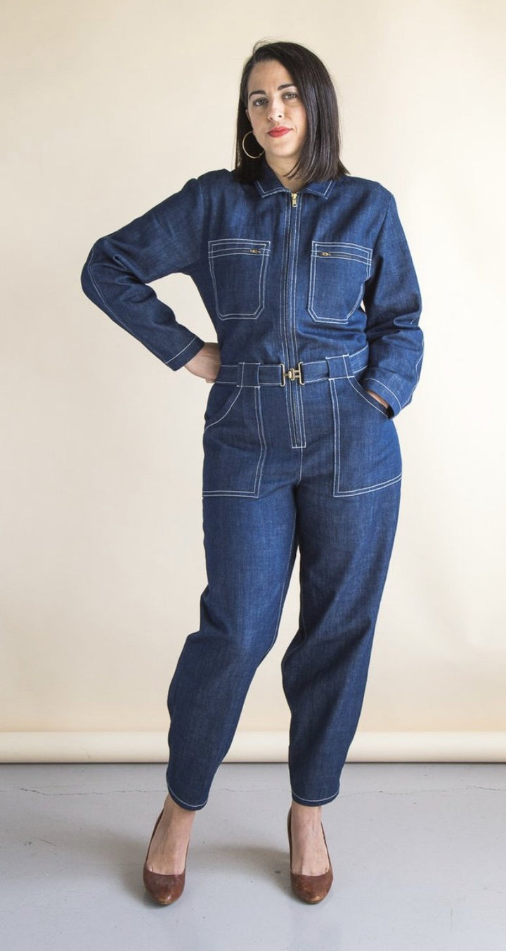 Closet Core Blanca Flight Suit sewing pattern – customizable boiler suit with sleeve, leg, and pocket variations