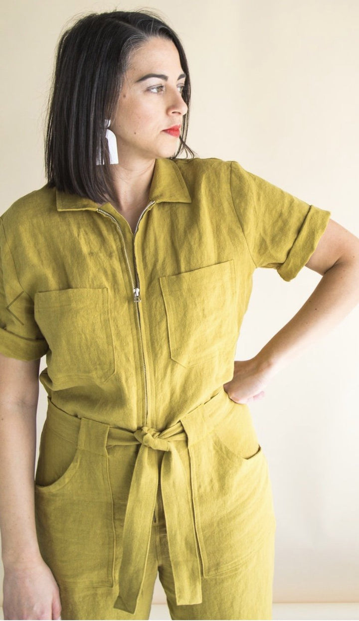 Closet Core Blanca Flight Suit sewing pattern – customizable boiler suit with sleeve, leg, and pocket variations