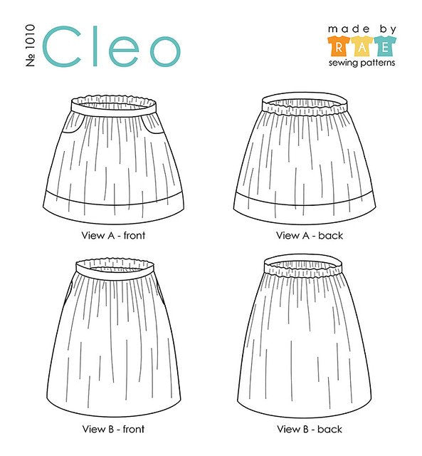 Made by Rae Cleo Skirt Pattern – flat-front gathered skirt with elastic back in versatile fabrics